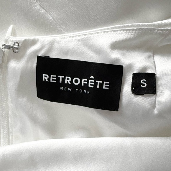 NWT RETROFETE Satin Asymmetric Crystal Chain Strap Draped Neck Open Back Gown S - Picture 11 of 13